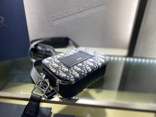 Dior男女同款包 迪奧拉鏈款老花刺繡相機包 Dior肩背斜挎包  dfk1507
